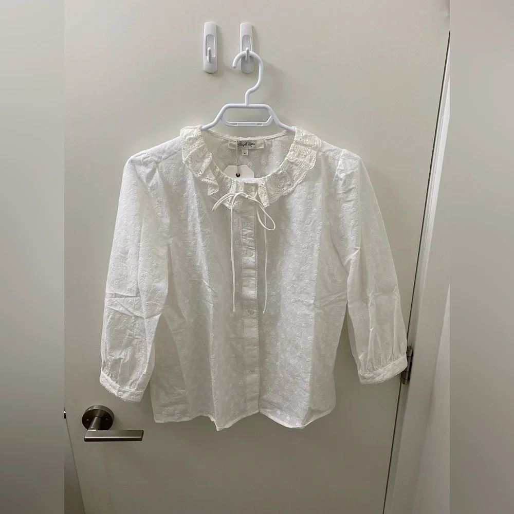 Ruffle collar blouse retro style NWT cottage core - Picture 3 of 6